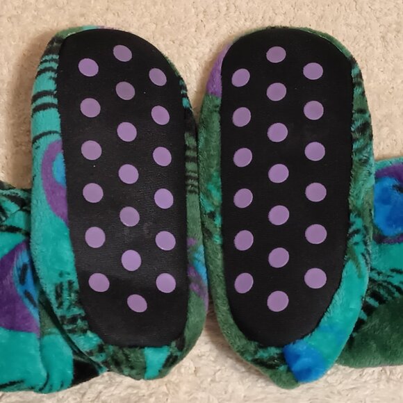 NWOT ~ Super Cozy Fleece Slipper Booties w/ Peacock Feathers (Size: Women's 8/9) - Picture 2 of 5